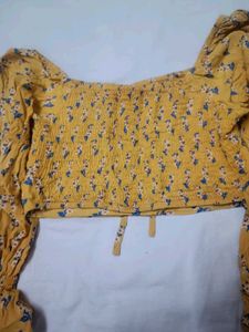 Yellow Floral Print off shoulder top