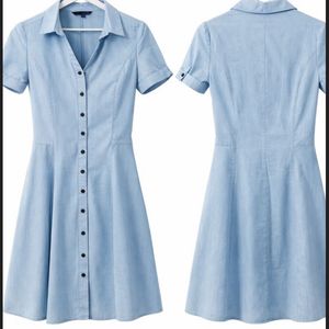 Light Wash Denim Button-Up Dress