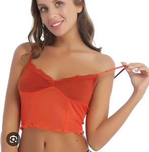 Sheer Lace Trim Cami Top