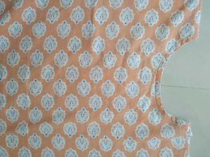 Peach Printed Kurta with Orange Pants