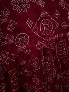 Stylish Red Bandhani Print Maxi Dress