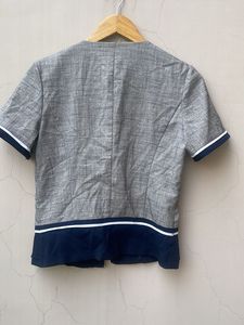 Stylish Grey &amp; Navy Ethnic Blouse