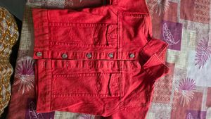 Vibrant Red Denim Jacket