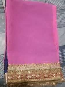 Beautiful Pink Saree with Embellished Border