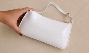 Chic White Crocodile Texture Shoulder Bag