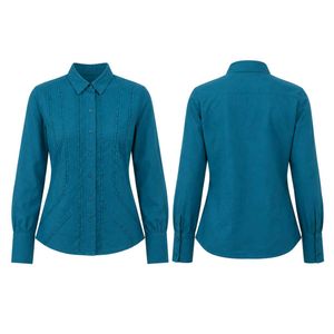 Teal Button-Up Shirt with Stitching Detail
