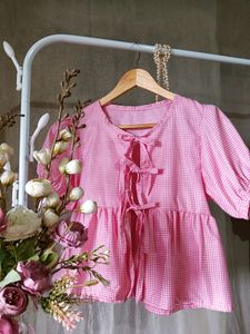 Pink Gingham Top