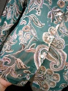 Sheer Paisley Print Button-Up Blouse