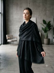 Elegant Black Fringed Scarf