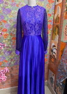 Elegant Royal Blue Pleated Gown