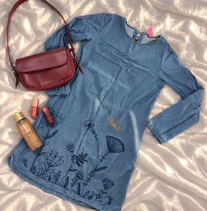 Denim Floral Dress