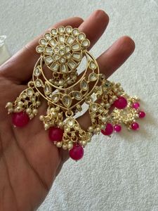 🌷Kundan Pink Jhumka Earrings