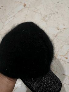 Stylish Black Cap with Glitter Visor