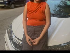 Orange Wrap Neck Sleeveless Top