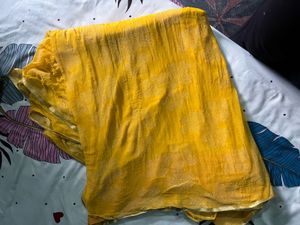 Vibrant Yellow Saree with Embellished Border