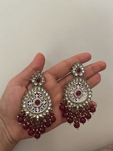 Exquisite Red Stone Jhumka Earrings