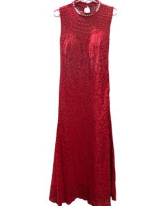 Elegant Red Lace Maxi Dress