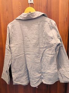 Embellished Grey Linen Shirt