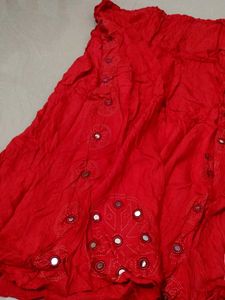Red Mirror Work Palazzo Pants