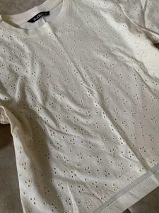 Cream Eyelet Puff Sleeve Top