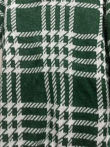 Green Patterned Turtleneck Knit Sweater