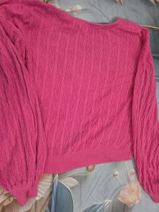 Chic Pink Cropped Wrap Sweater