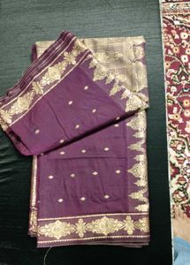 Elegant Purple &amp; Gold Banarasi Silk Saree