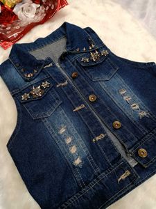 ✨Edgy Embellished Denim Vest✨
