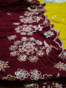 Maroon embroidered kurta and patiyala salwar