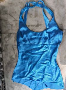 Sparkling Blue Halter Neck Top
