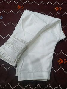 Elegant White Palazzos with Lace Detail