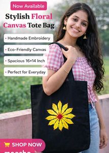 Stylish Handmade Embroidered Canvas Tote Bag