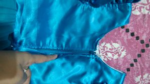 Pink Chick Green And Blue Satin Net Dress