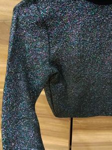 Sparkly Long Sleeve Crop Top