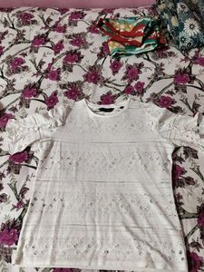 Chic White Lace Trim Top
