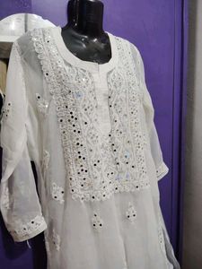 Chicken Mirror Work  Kurta For Women And Girls