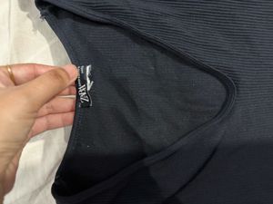 zara Ribbed V-Neck Bodysuit