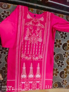 Beautiful Pink Kurta with Gold Print