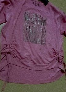 Chic Pink Ruched T-Shirt
