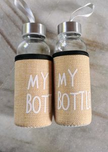 Set of 2 "My Bottle" Glass Water Bottles