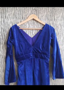 Blue Velvet Dress Bust 36 Length 35
