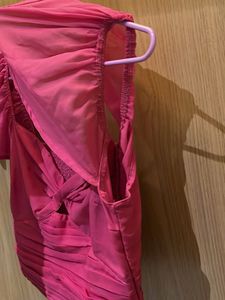 Pink Ruched Twist-Front Crop Top