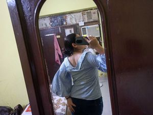 Blue and White Striped Off-Shoulder Top