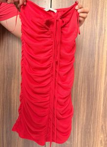 Red Ruched Bodycon Dress/top