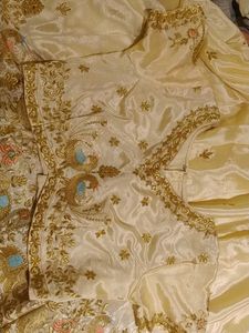 Ivory &amp; Red Embroidered Lehenga Choli with Dupatta