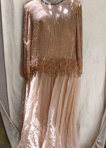 12J6. Sparkling Beaded & Fringe Gown