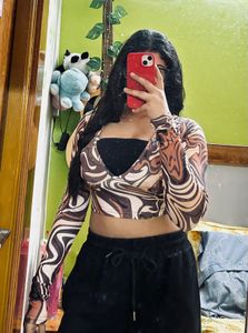 Patterned Halter Crop Top