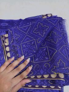 Purple Color Printed Saree With Lace