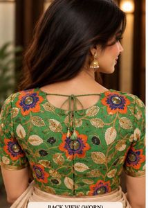 Embroidered Green Silk Blouse