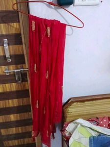Red Embroidered Dupatta